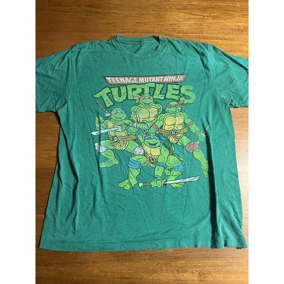 Vintage Y2K Teenage Mutant Ninja Turtles TMNT LG Adult Green LG Logo T-Shirt - Picture 1 of 5